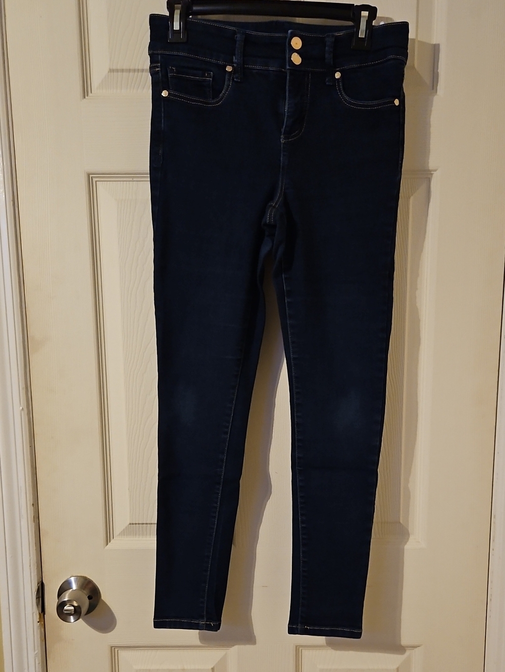 Anne Klein Navy Skinny Jeans with Double Button